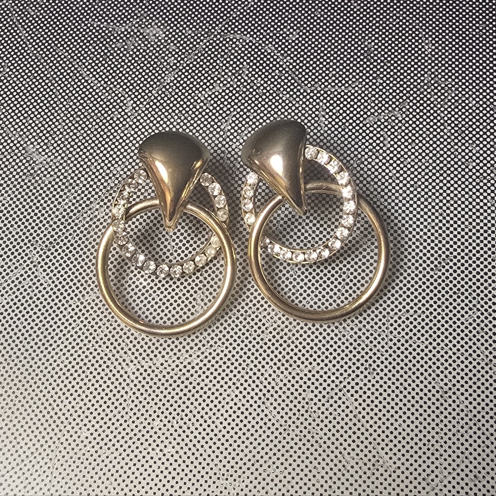 Elegant Park Lane 80s Gold Silver Pierced Earrings